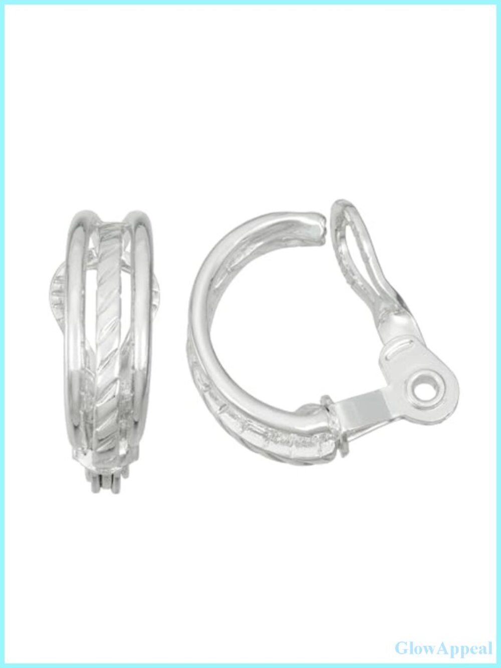 Silver C-hoop Clip On Earrings EZ Comfort Triple Row Design